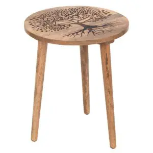 Mesa auxiliar árbol de la vida de madera de mango