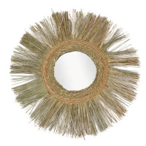 Espejo redondo de madera y cristal 74 cm