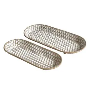Set de dos bandejas de metal y madera estilo bohemio