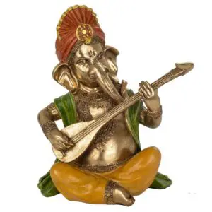 Ganesha músico figura de resina