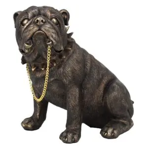 Figura decorativa de perro bulldog de resina