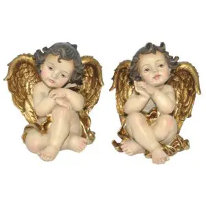 Ángel decorativo de Navidad de resina 11 x 14,5 cm