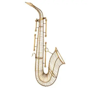 Adorno de pared saxofón de metal dorado