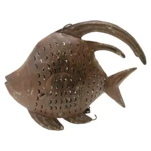 Pez portavelas de hojalata 49 cm estilo étnico