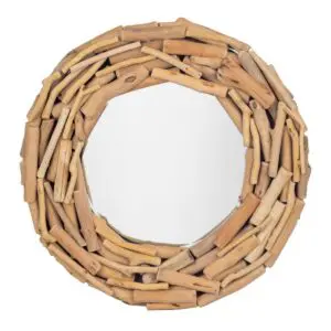 Espejo redondo marinero de madera y cristal 45 cm