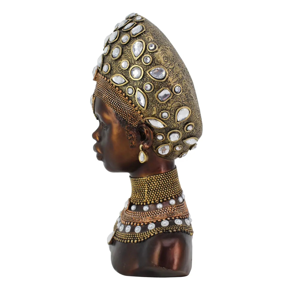 Busto africano de resina vista lateral