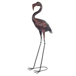 Figura decorativa de flamenco grande de metal