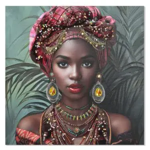 Cuadro mujer africana 60 x 60 cm vista detalle