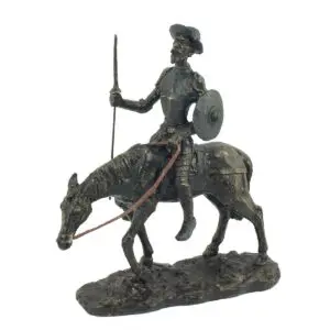 Figura Don Quijote a caballo de resina 30 cm